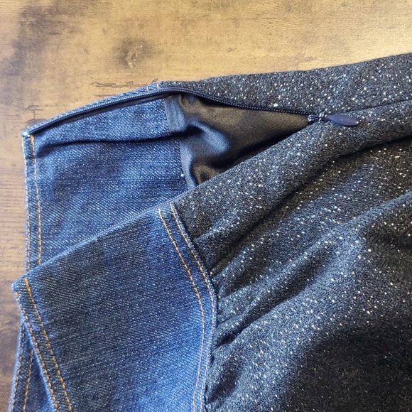 Custo Barcelona AZZURRA TULI denim skirt with cat print lining and wool buttons - Picture 10 of 13